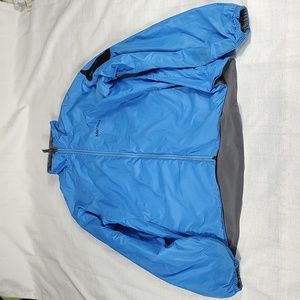 Marmot Light Blue Rain Jacket Long Sleeve Gray Fleece Inside Size Large